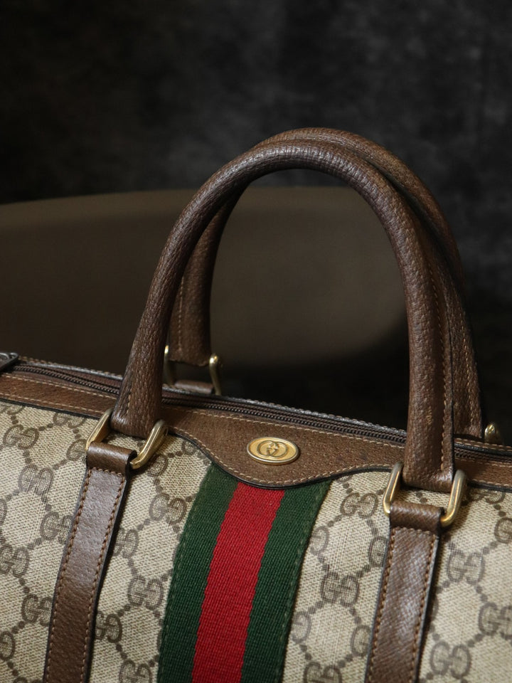 GUCCI グッチ 012 3842 33 39 ボストンバッグ GGスプリームキャンバス シェリーライン ブラウン