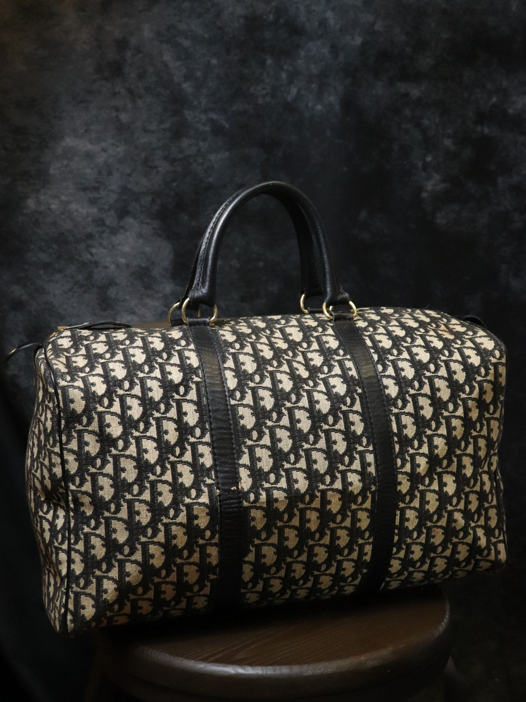 Dior ディオール トロッター ボストンバッグ 幅39cmキャンバス/レザー ネイビー