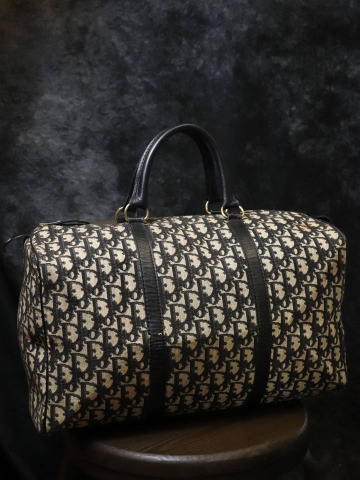 Dior ディオール トロッター ボストンバッグ 幅39cmキャンバス/レザー ネイビー