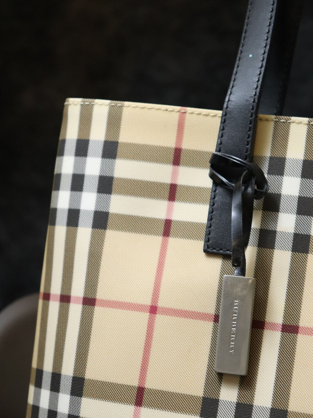 BURBERRY バーバリー ノバチェック トートバッグ ショルダーバッグ PVC/レザー ベージュ