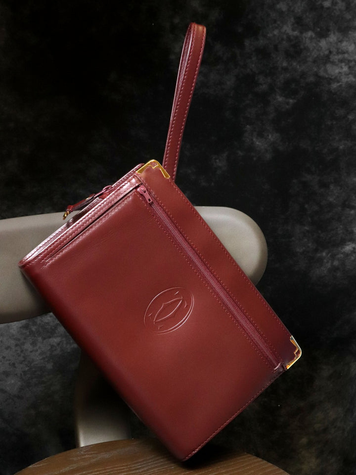 美品 CARTIER カルティエ クラッチバッグ マストライン レザー ボルドー レッド レディース