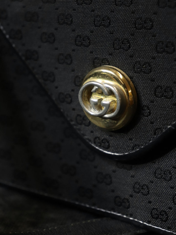 GUCCI グッチ ショルダーバッグ マイクロGG キャンバス レザー ブラック ヴィンテージ