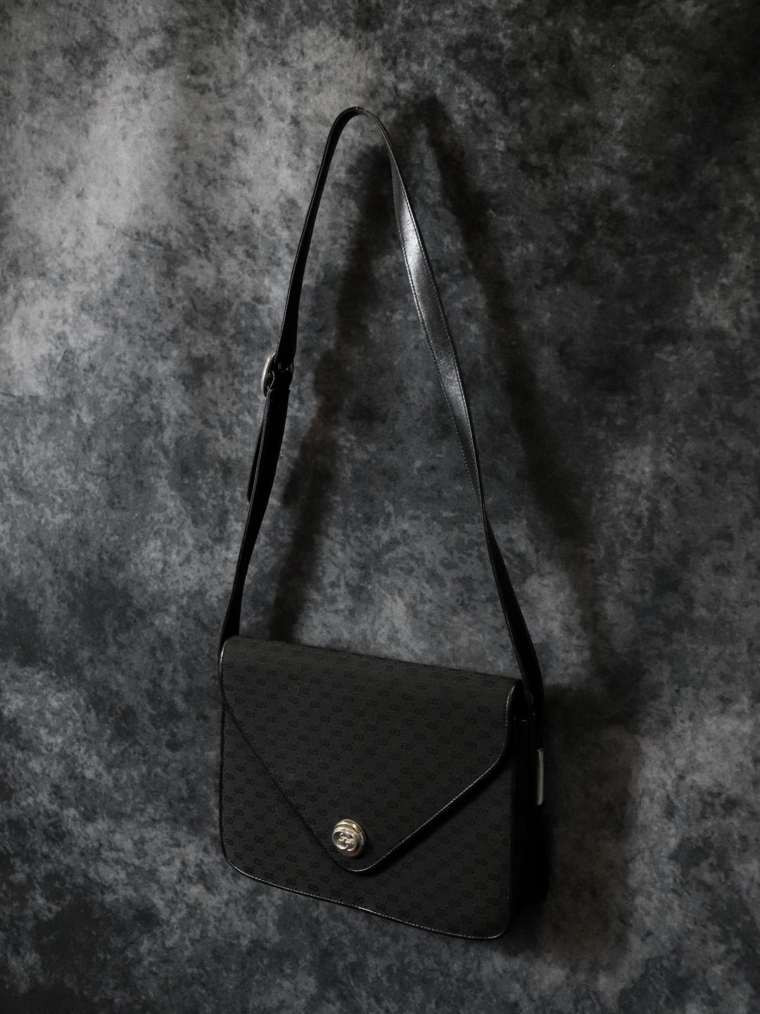GUCCI グッチ ショルダーバッグ マイクロGG キャンバス レザー ブラック ヴィンテージ