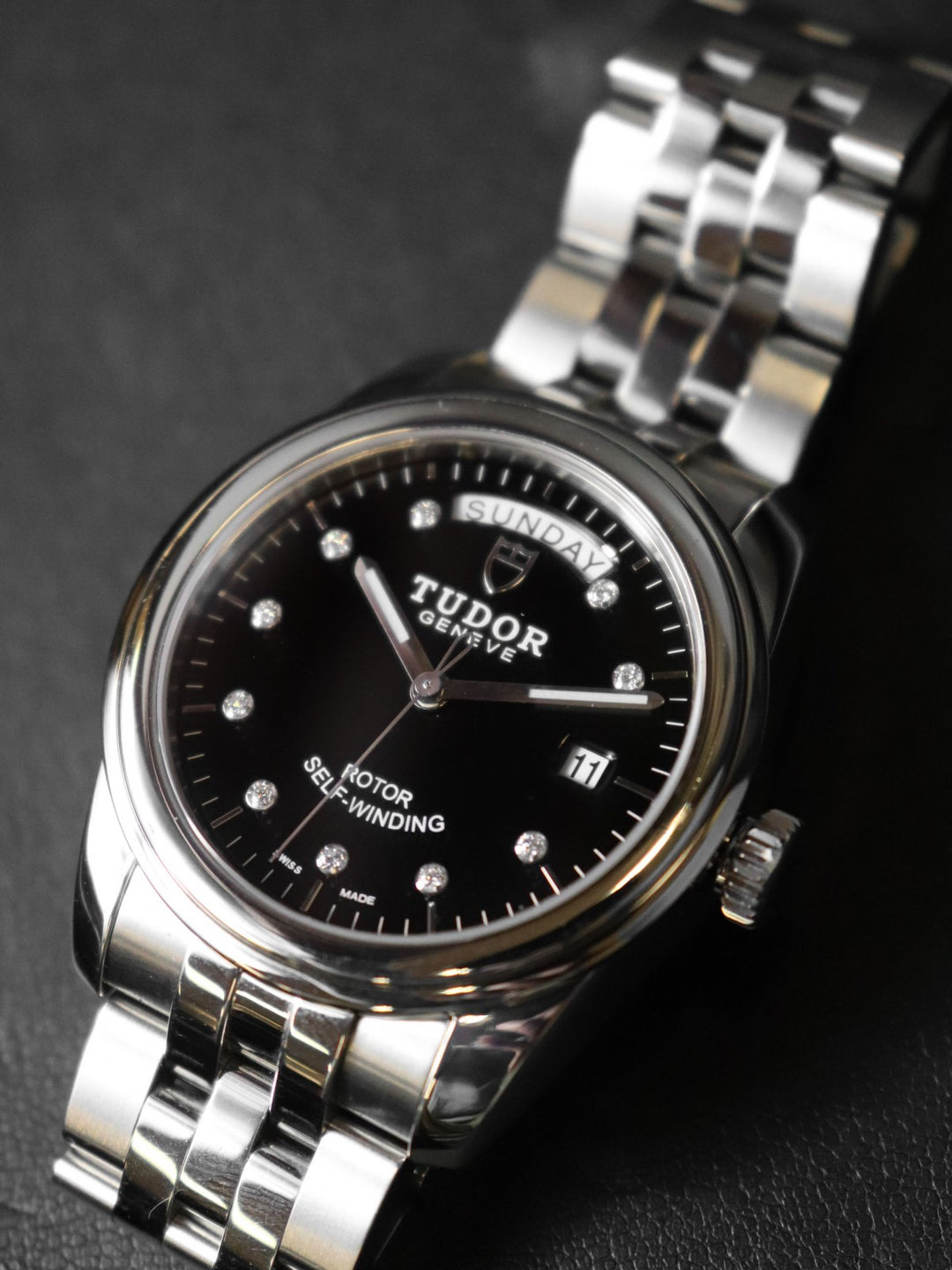 美品 TUDOR チュードル チューダー グラマー デイトデイ 56000 腕時計 自動巻き SS ブラック