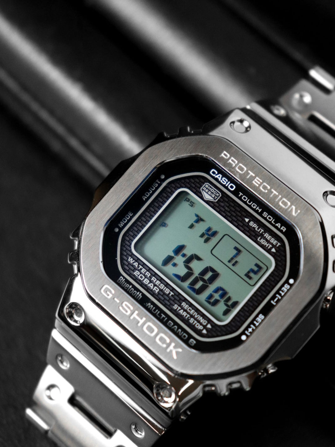 美品 CASIO カシオ G-SHOCK GショックGMW-B5000D-1JF フルメタル 腕時計 ソーラー電波 デジタル シルバー