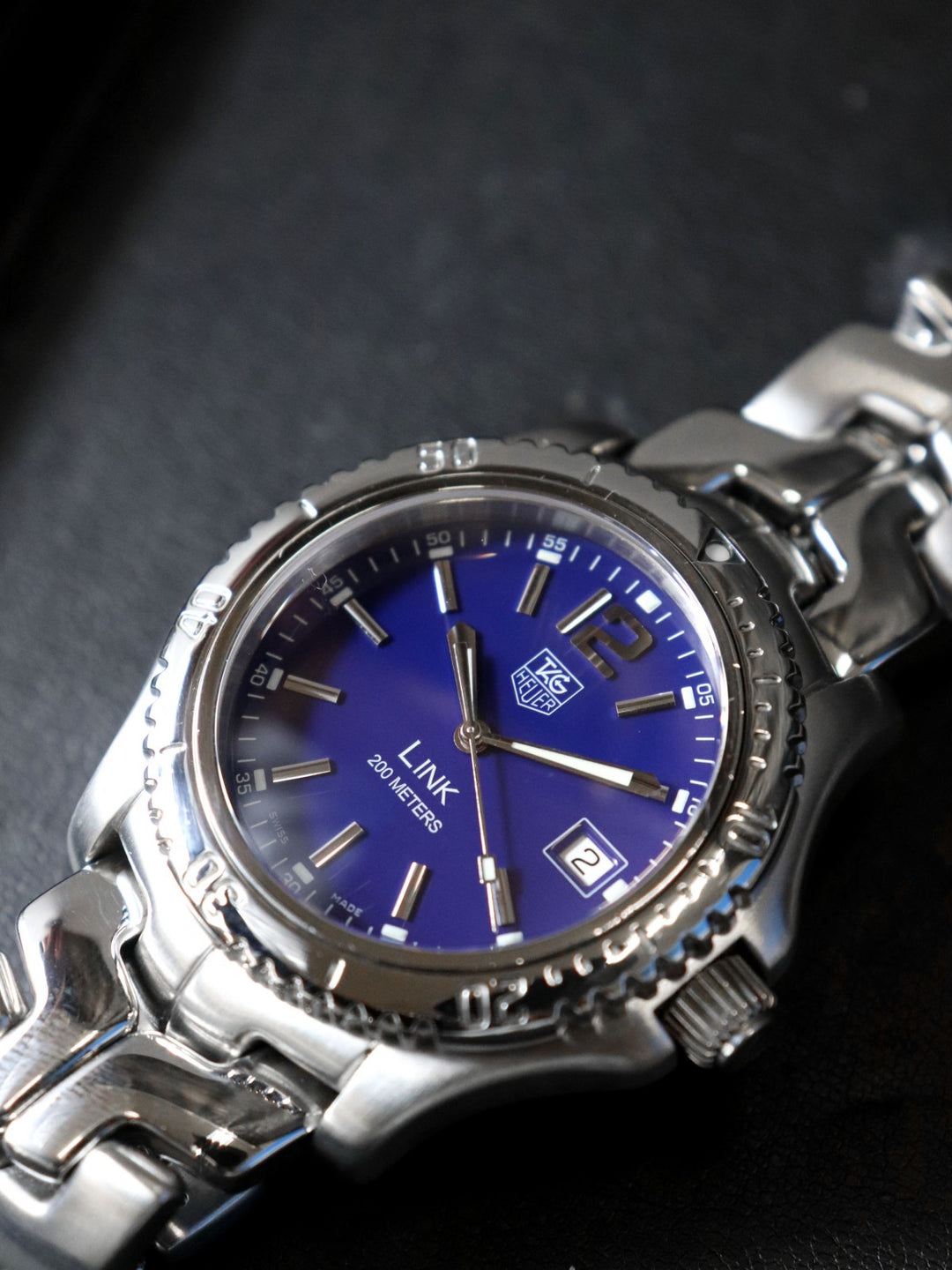 磨き済 TAG HEUER タグホイヤー リンク デイト WT1113-0 余りコマあり 腕時計 クォーツ SS ブルー