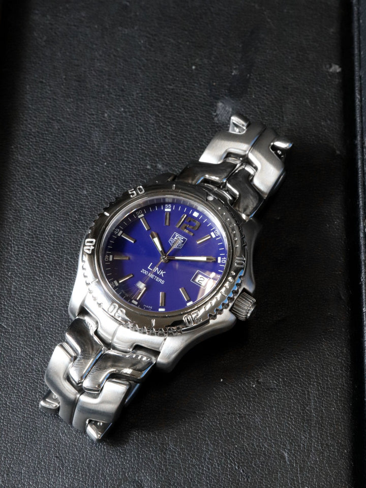 磨き済 TAG HEUER タグホイヤー リンク デイト WT1113-0 余りコマあり 腕時計 クォーツ SS ブルー