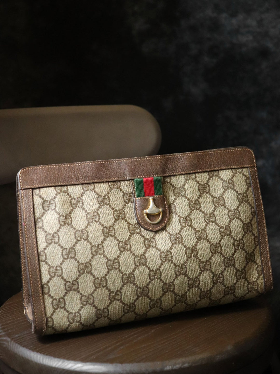 GUCCI グッチ 014 56 6044 クラッチバッグ GGスプリームキャンバス オールドグッチ ブラウン レディース