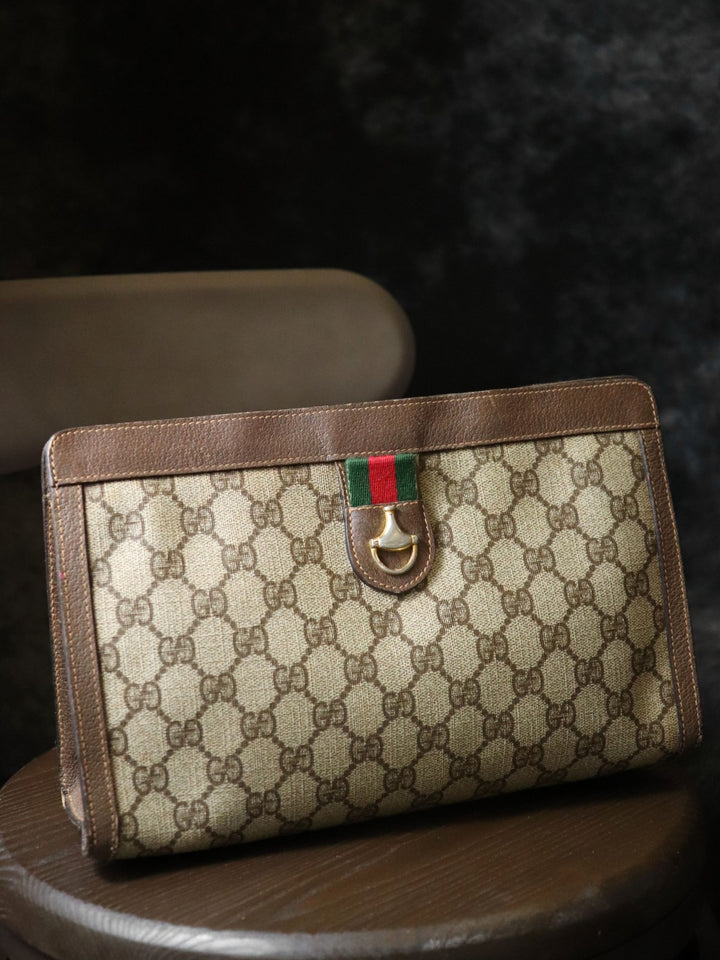GUCCI グッチ 014 56 6044 クラッチバッグ GGスプリームキャンバス オールドグッチ ブラウン レディース