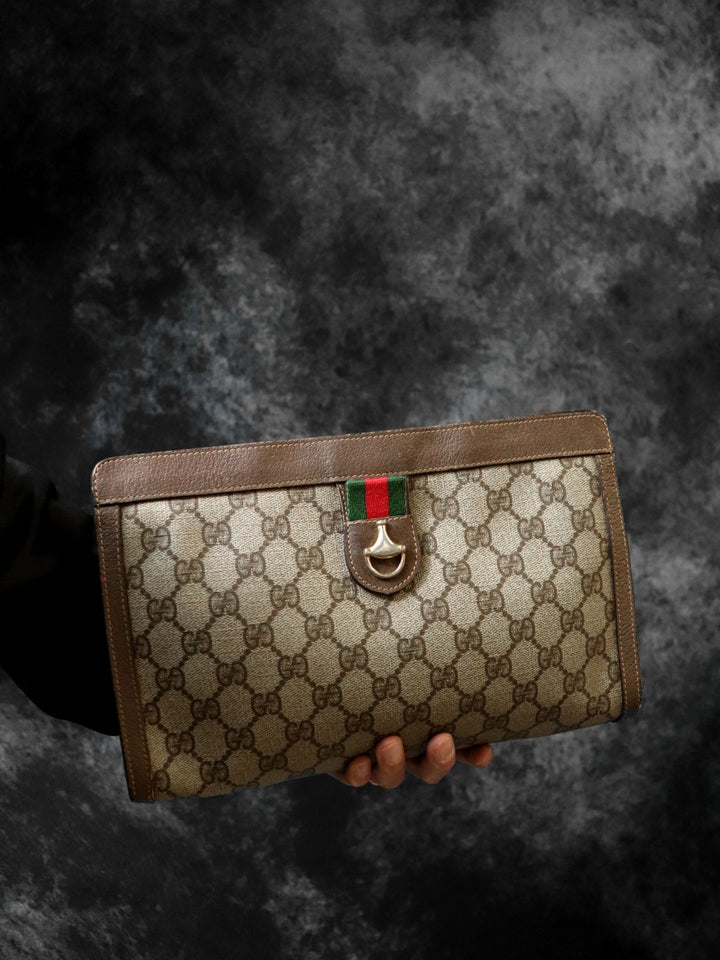 GUCCI グッチ 014 56 6044 クラッチバッグ GGスプリームキャンバス オールドグッチ ブラウン レディース