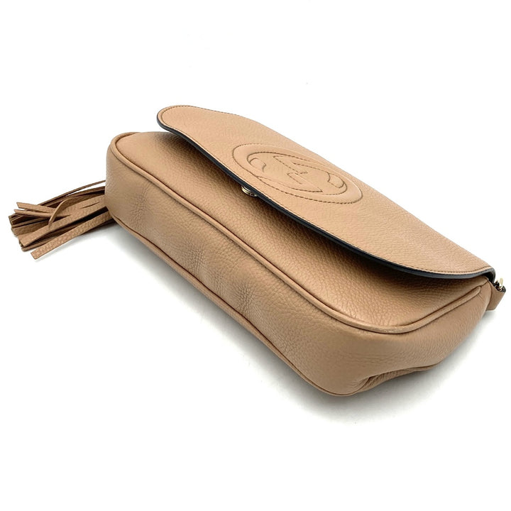 美品 GUCCI グッチ 536224 ショルダーバッグ チェーンバッグ ソーホー レザー ベージュ