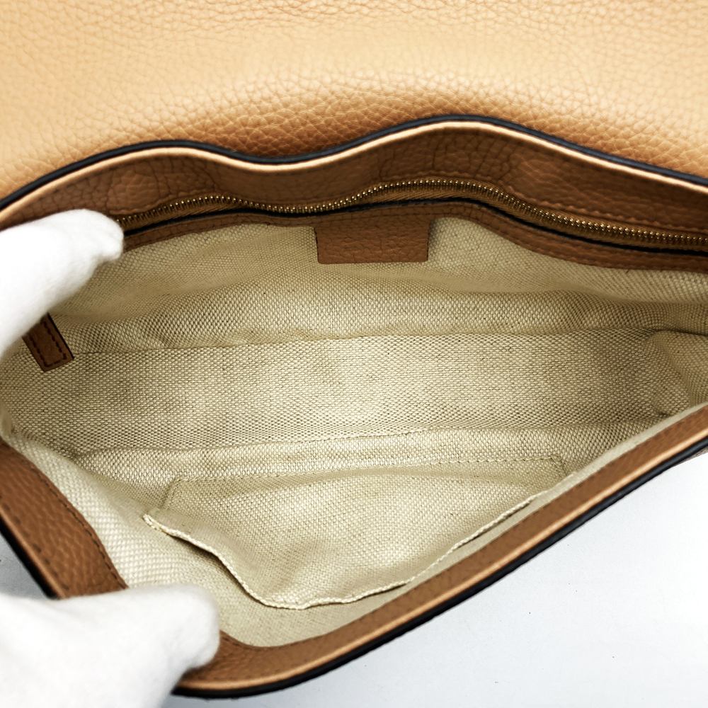 美品 GUCCI グッチ 536224 ショルダーバッグ チェーンバッグ ソーホー レザー ベージュ