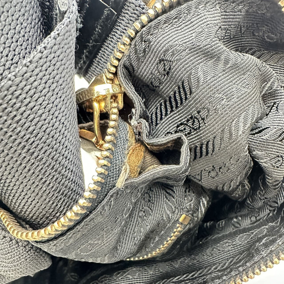 PRADA プラダ BT0220 ショルダーバッグ ナイロン 鍵付 カーキ ブラウン ヴィンテージ