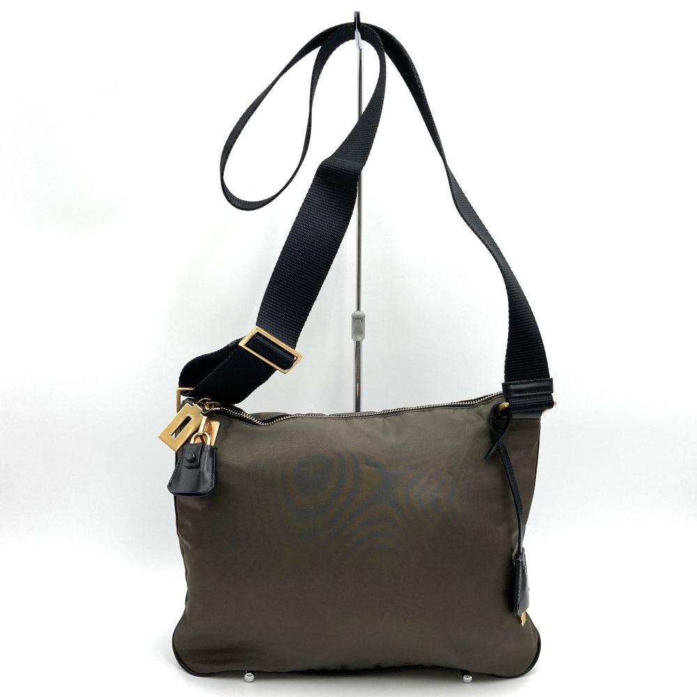 PRADA プラダ BT0220 ショルダーバッグ ナイロン 鍵付 カーキ ブラウン ヴィンテージ