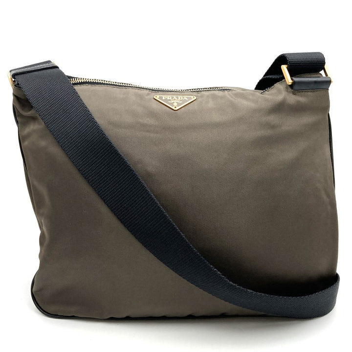 PRADA プラダ BT0220 ショルダーバッグ ナイロン 鍵付 カーキ ブラウン ヴィンテージ