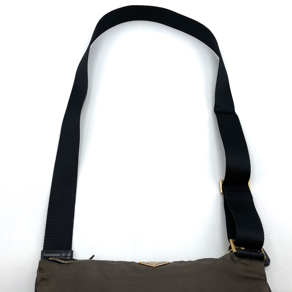 PRADA プラダ BT0220 ショルダーバッグ ナイロン 鍵付 カーキ ブラウン ヴィンテージ