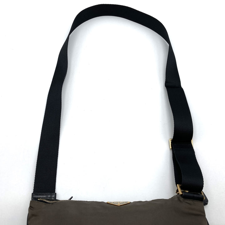 PRADA プラダ BT0220 ショルダーバッグ ナイロン 鍵付 カーキ ブラウン ヴィンテージ
