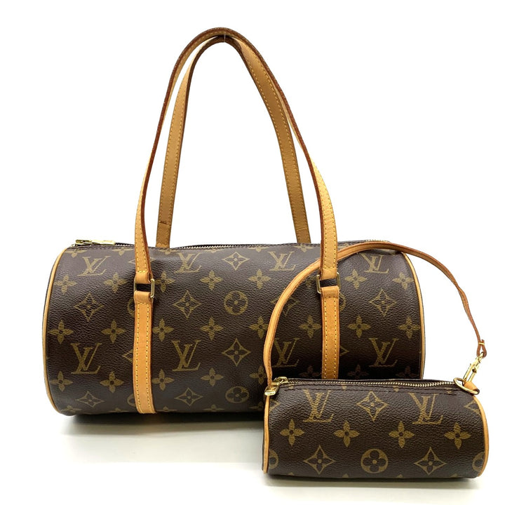 ポーチ付き LOUIS VUITTON ルイ・ヴィトン M51385 パピヨン30 ショルダーバッグ ブラウン モノグラム