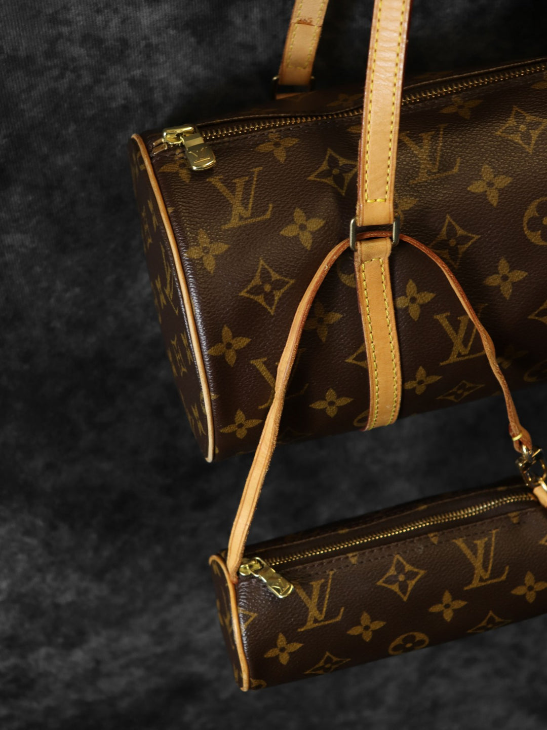 ポーチ付き LOUIS VUITTON ルイ・ヴィトン M51385 パピヨン30 ショルダーバッグ ブラウン モノグラム