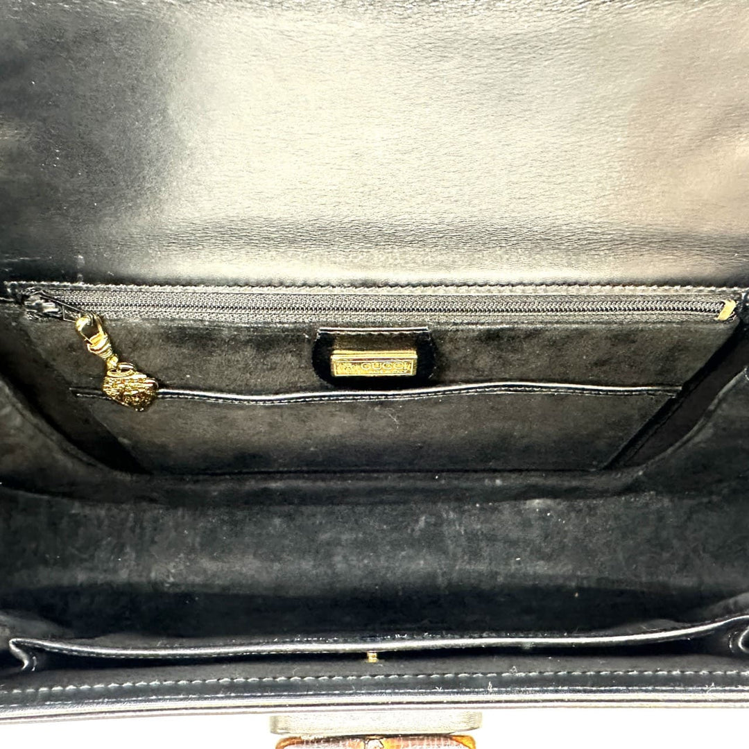GUCCI グッチ 000 46 バンブー ハンドバッグ レザー ブラック オールドグッチ ヴィンテージ