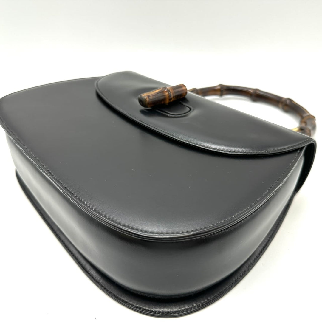 GUCCI グッチ 000 46 バンブー ハンドバッグ レザー ブラック オールドグッチ ヴィンテージ
