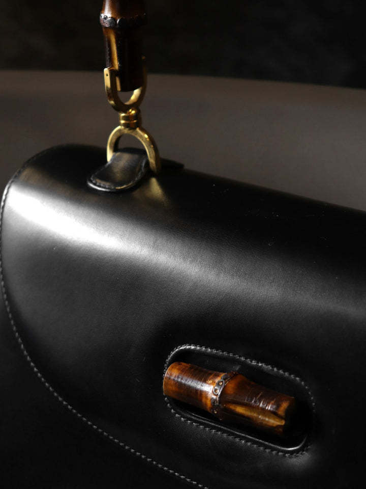 GUCCI グッチ 000 46 バンブー ハンドバッグ レザー ブラック オールドグッチ ヴィンテージ