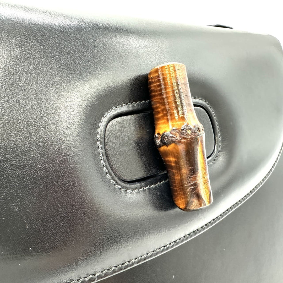 GUCCI グッチ 000 46 バンブー ハンドバッグ レザー ブラック オールドグッチ ヴィンテージ