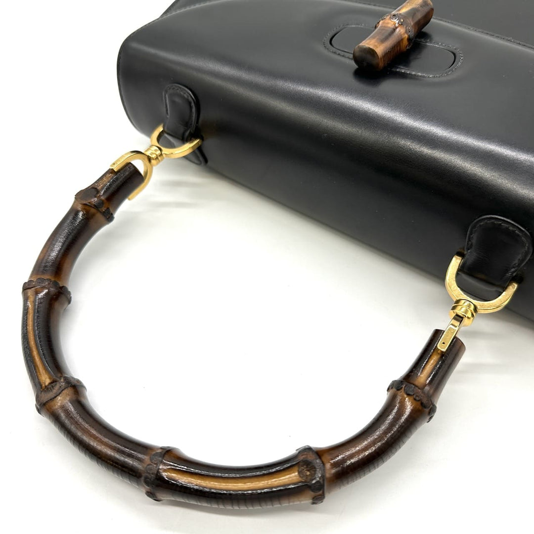 GUCCI グッチ 000 46 バンブー ハンドバッグ レザー ブラック オールドグッチ ヴィンテージ