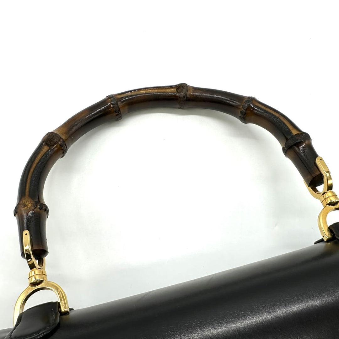 GUCCI グッチ 000 46 バンブー ハンドバッグ レザー ブラック オールドグッチ ヴィンテージ