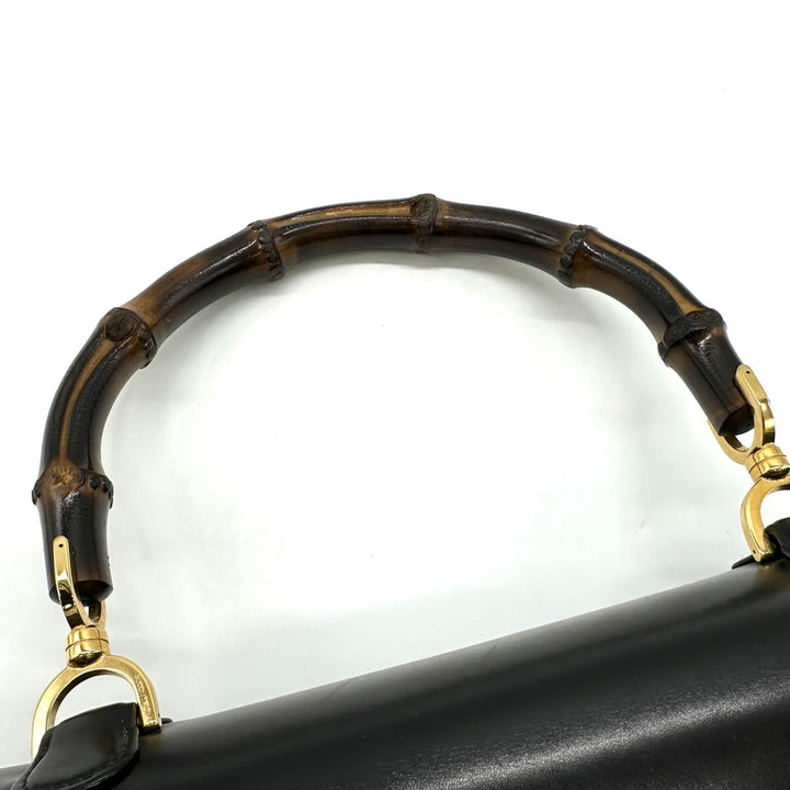GUCCI グッチ 000 46 バンブー ハンドバッグ レザー ブラック オールドグッチ ヴィンテージ