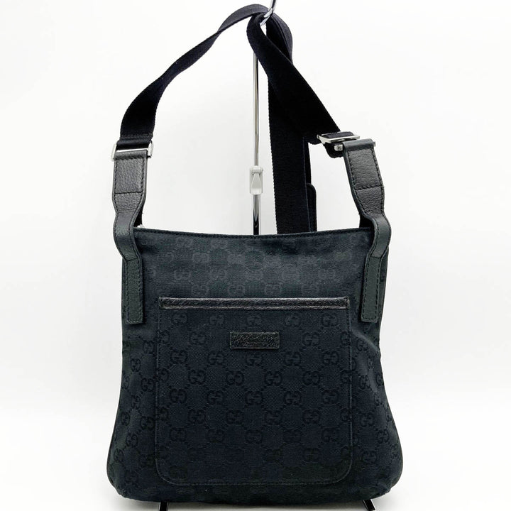 GUCCI グッチ 122793 ショルダーバッグ 斜めがけショルダーバッグ 薄型 ブラック GGライン GGキャンバス