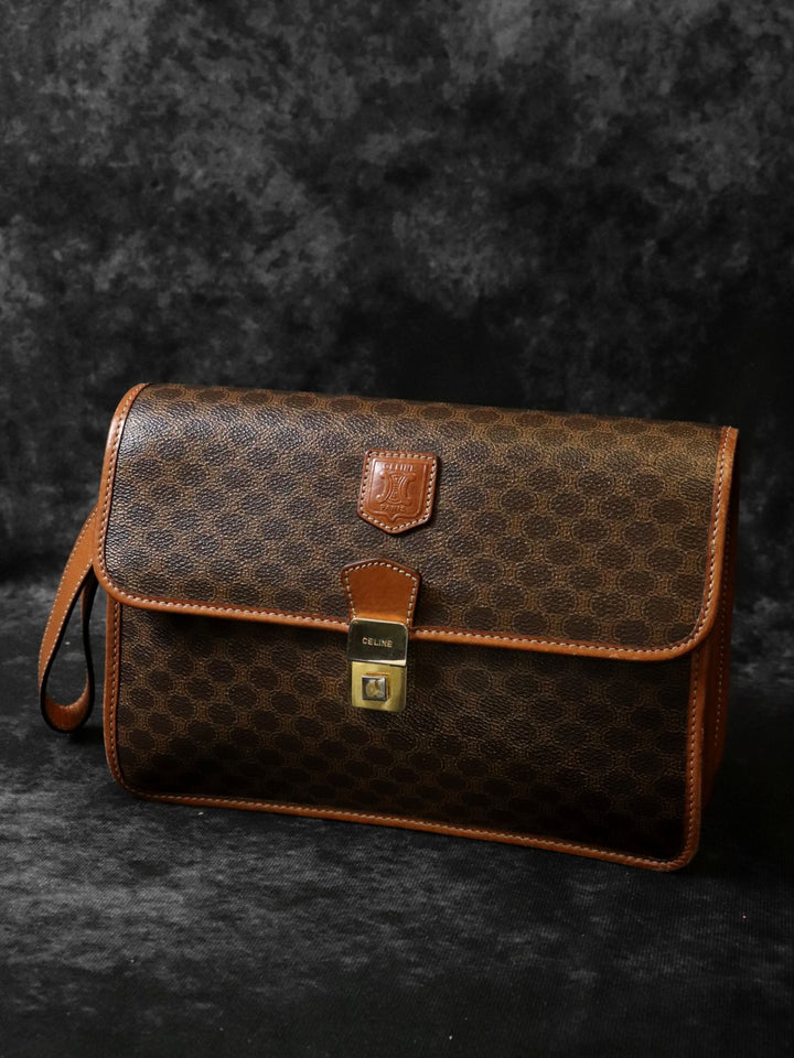 CELINE セリーヌ M08 セカンドバッグ マカダム ブラウン クラッチバッグ 小物入れ PVC