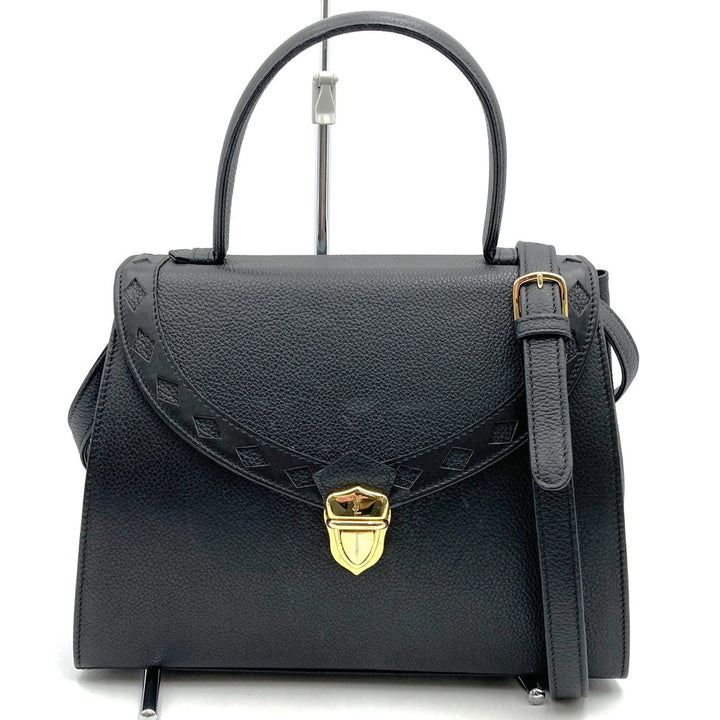 YVES SAINT LAURENT イヴ・サンローラン 2way ハンドバッグ ショルダーバッグ ブラック レザー ヴィンテージ シック レザー