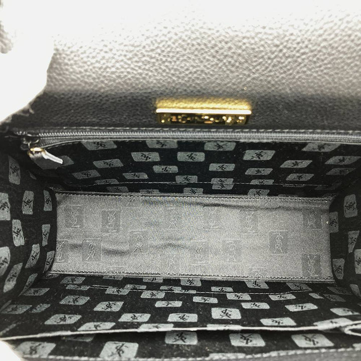 YVES SAINT LAURENT イヴ・サンローラン 2way ハンドバッグ ショルダーバッグ ブラック レザー ヴィンテージ シック レザー