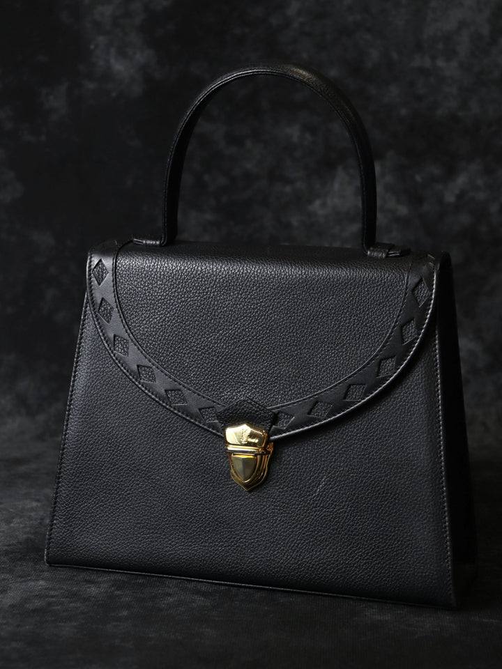 YVES SAINT LAURENT イヴ・サンローラン 2way ハンドバッグ ショルダーバッグ ブラック レザー ヴィンテージ シック レザー