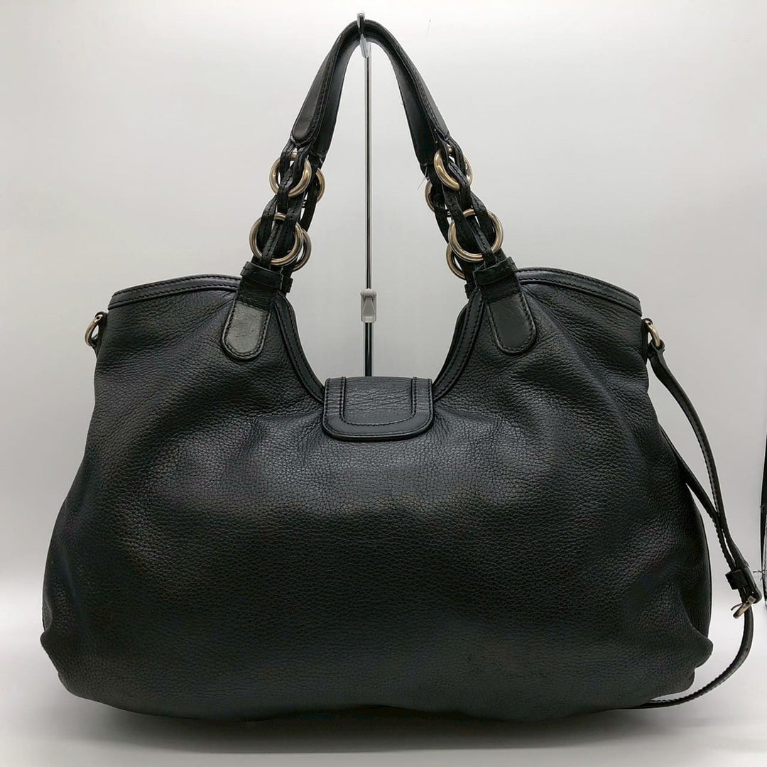 Salvatore Ferragamo フェラガモ ガンチーニ トートバッグ ショルダーバッグ 2way レザー ブラック ヴィンテージ