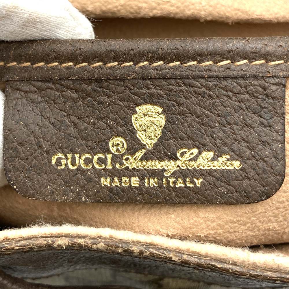 GUCCI グッチ ショルダーバッグ 巾着型 GGスプリーム レザー ブラウン オールド ヴィンテージ