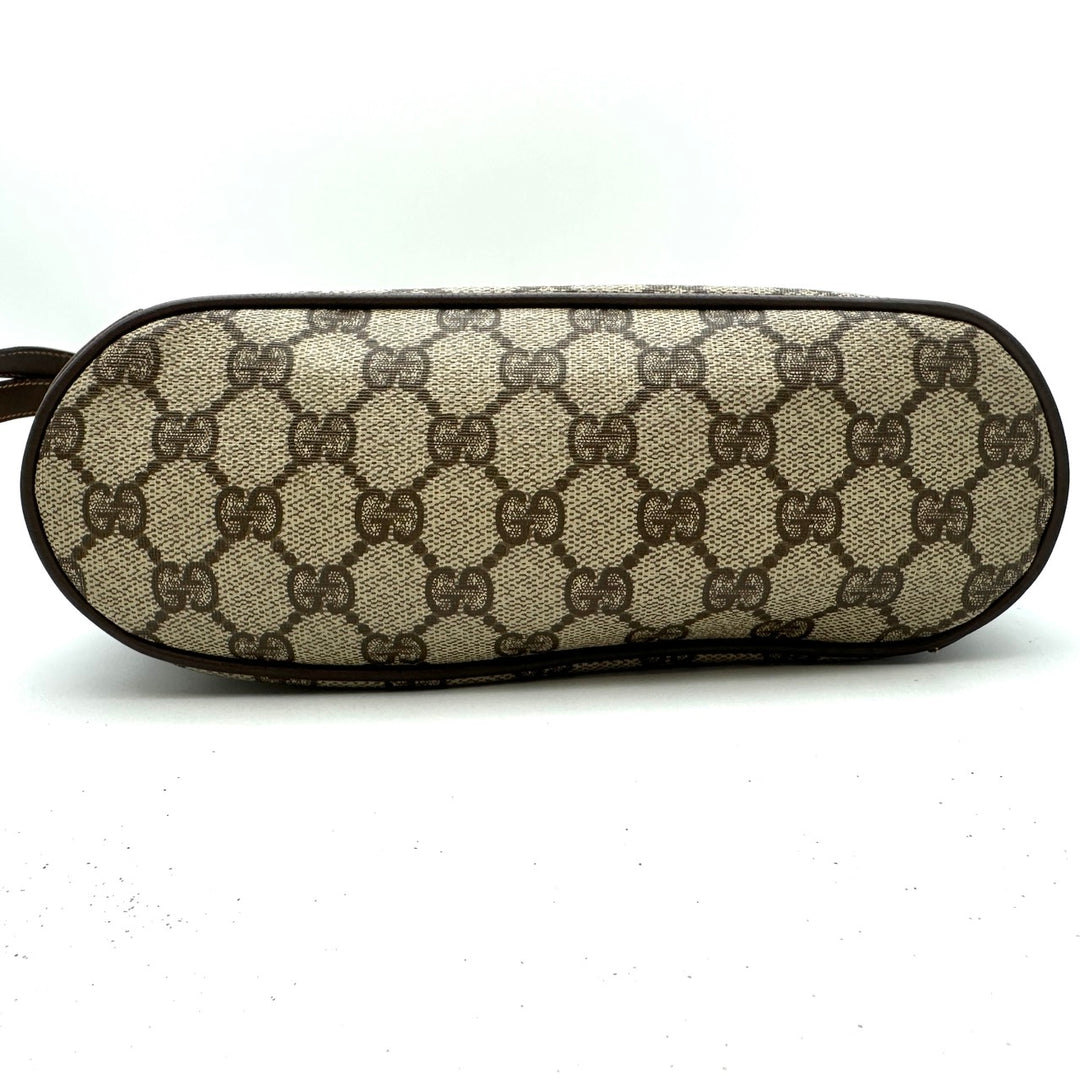 GUCCI グッチ ショルダーバッグ 巾着型 GGスプリーム レザー ブラウン オールド ヴィンテージ