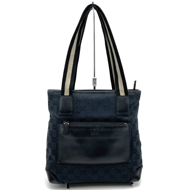 GUCCI グッチ 019 0402 トートバッグ ハンドバッグ GGキャンバス レザー ブラック