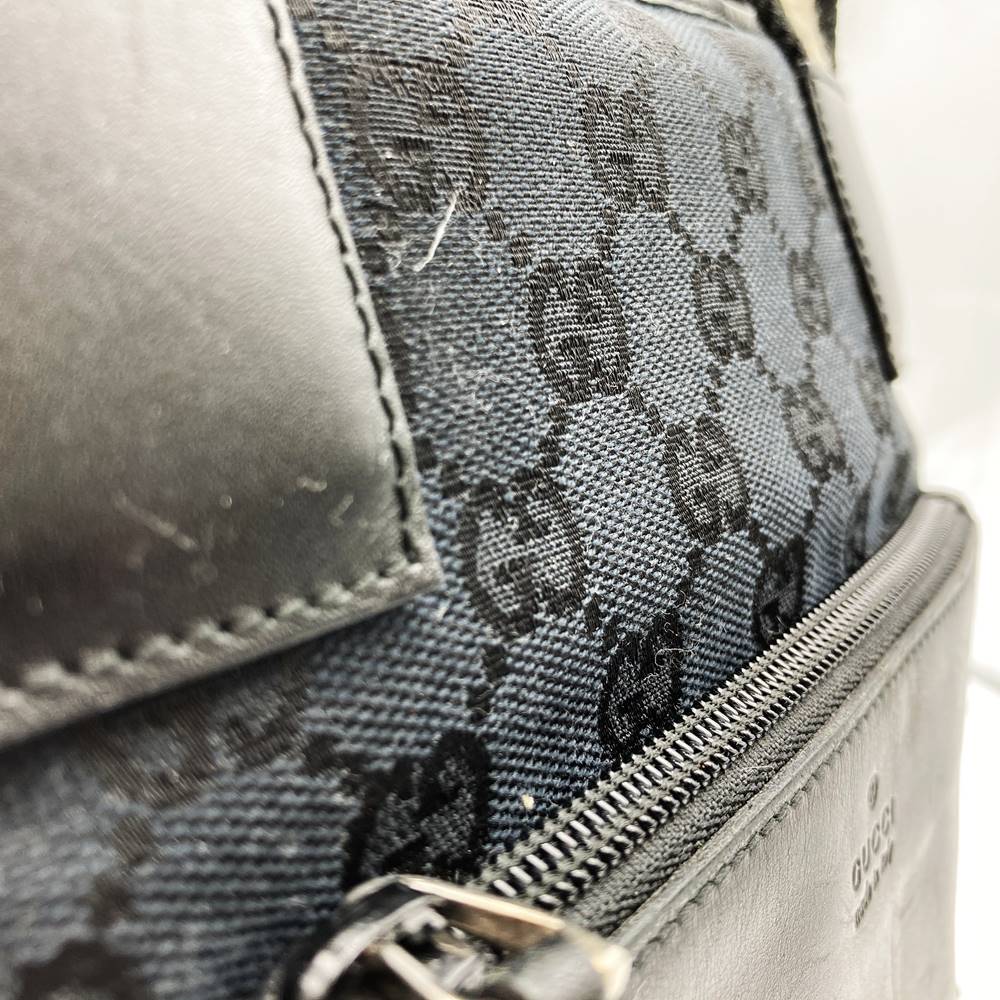 GUCCI グッチ 019 0402 トートバッグ ハンドバッグ GGキャンバス レザー ブラック