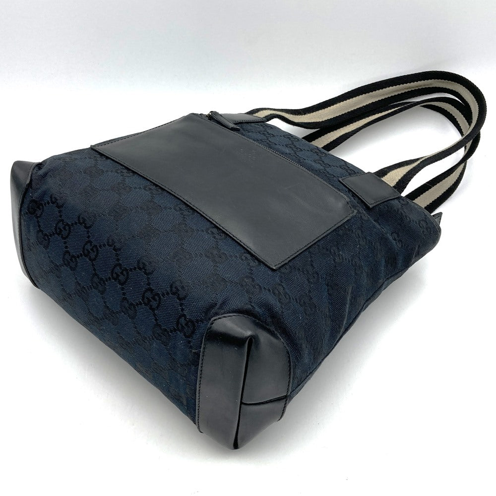 GUCCI グッチ 019 0402 トートバッグ ハンドバッグ GGキャンバス レザー ブラック