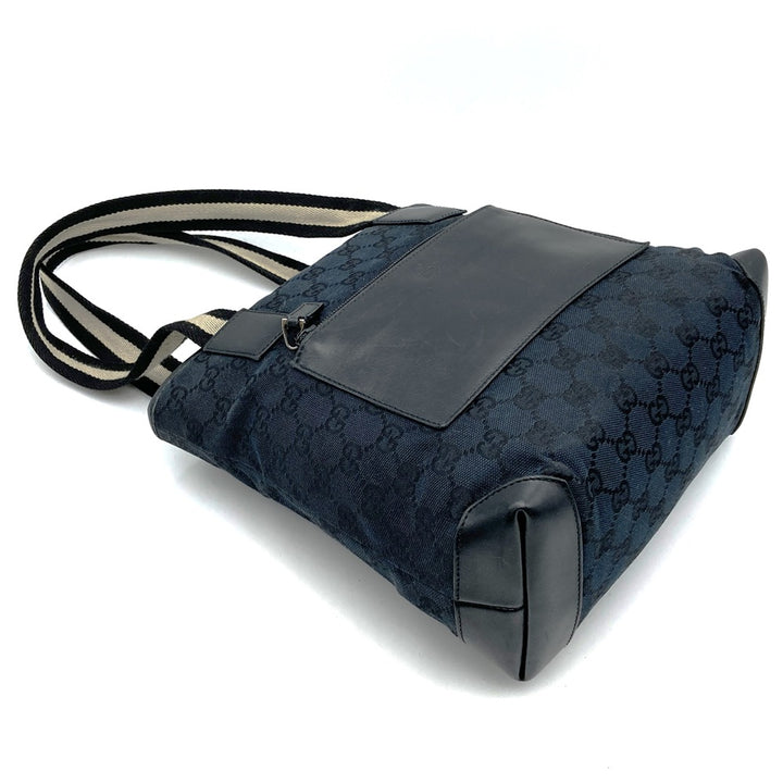 GUCCI グッチ 019 0402 トートバッグ ハンドバッグ GGキャンバス レザー ブラック