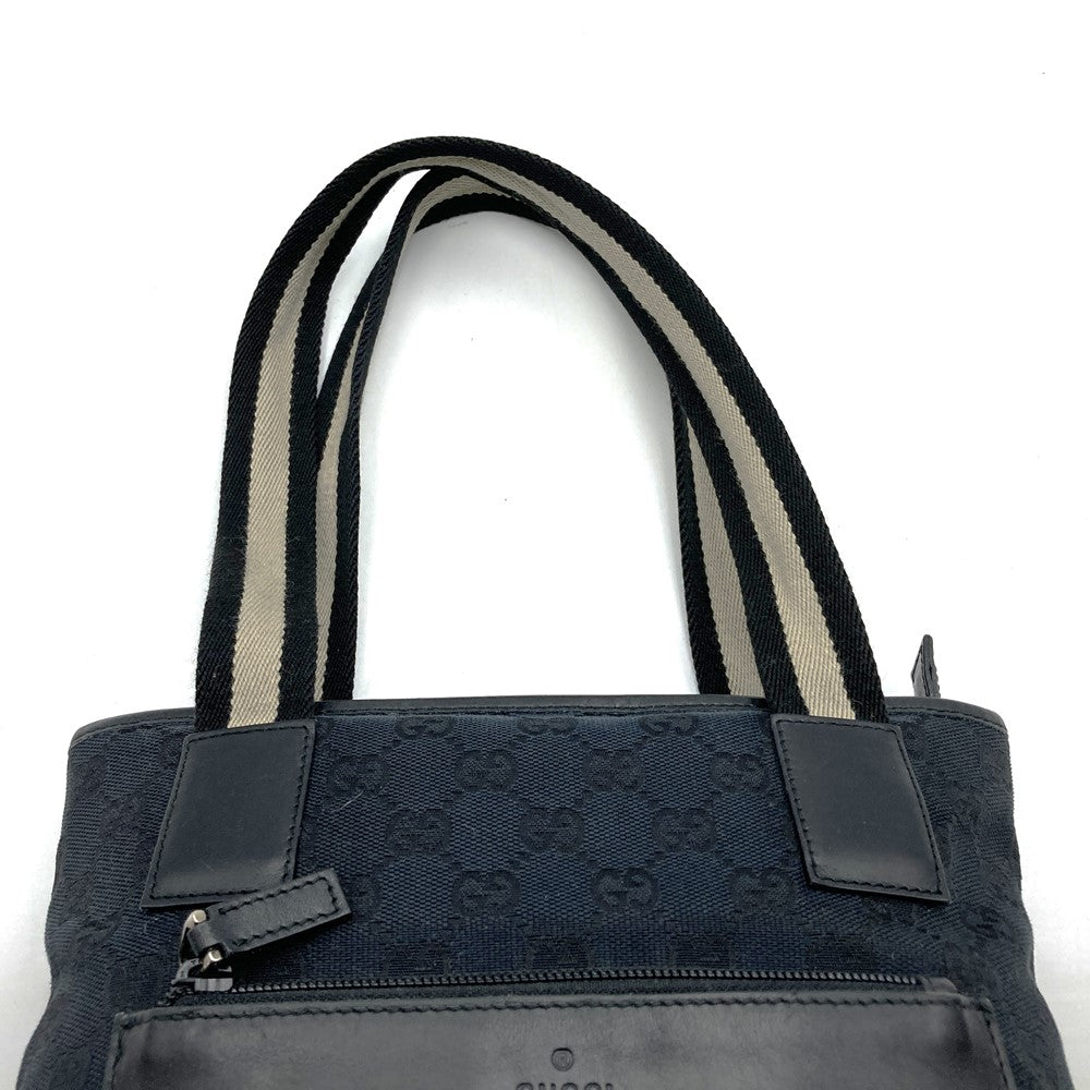 GUCCI グッチ 019 0402 トートバッグ ハンドバッグ GGキャンバス レザー ブラック