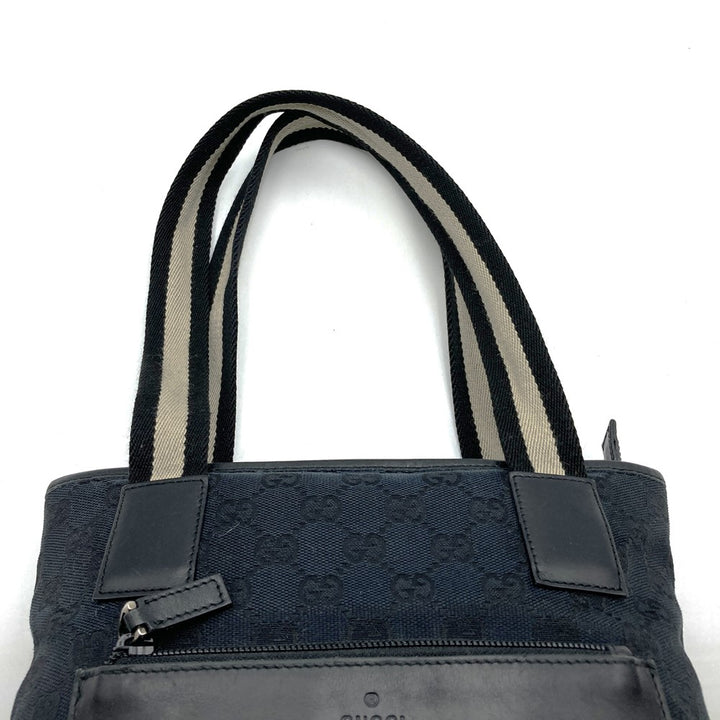 GUCCI グッチ 019 0402 トートバッグ ハンドバッグ GGキャンバス レザー ブラック