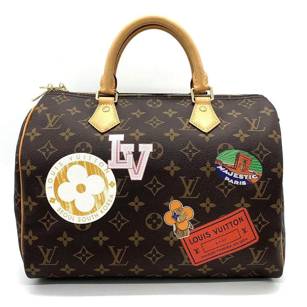 LOUIS VUITTON ルイ・ヴィトン スピーディ30 マイLVワールドツアー ラベル ワッペン ハンドバッグ モノグラムキャンバス ブラウン