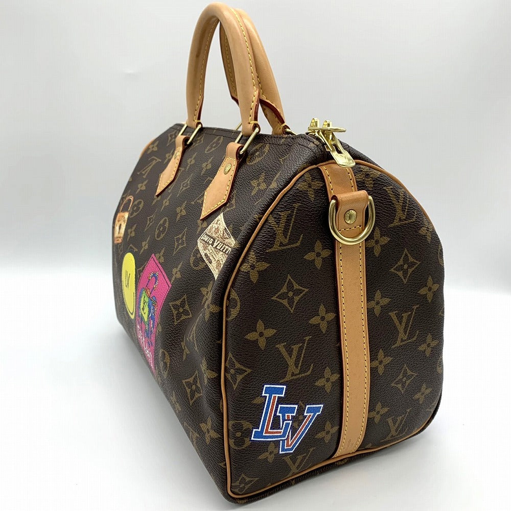 LOUIS VUITTON ルイ・ヴィトン スピーディ30 マイLVワールドツアー ラベル ワッペン ハンドバッグ モノグラムキャンバス ブラウン