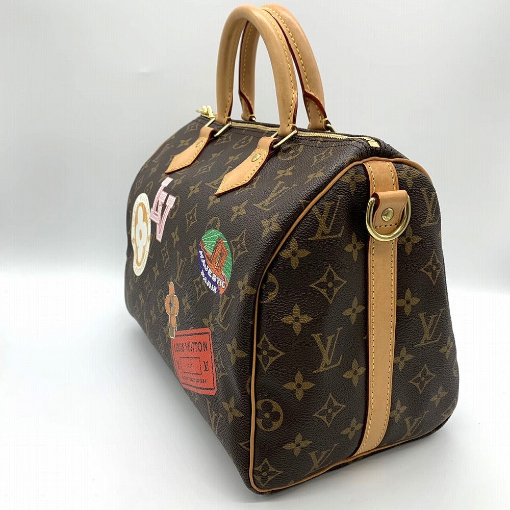 LOUIS VUITTON ルイ・ヴィトン スピーディ30 マイLVワールドツアー ラベル ワッペン ハンドバッグ モノグラムキャンバス ブラウン