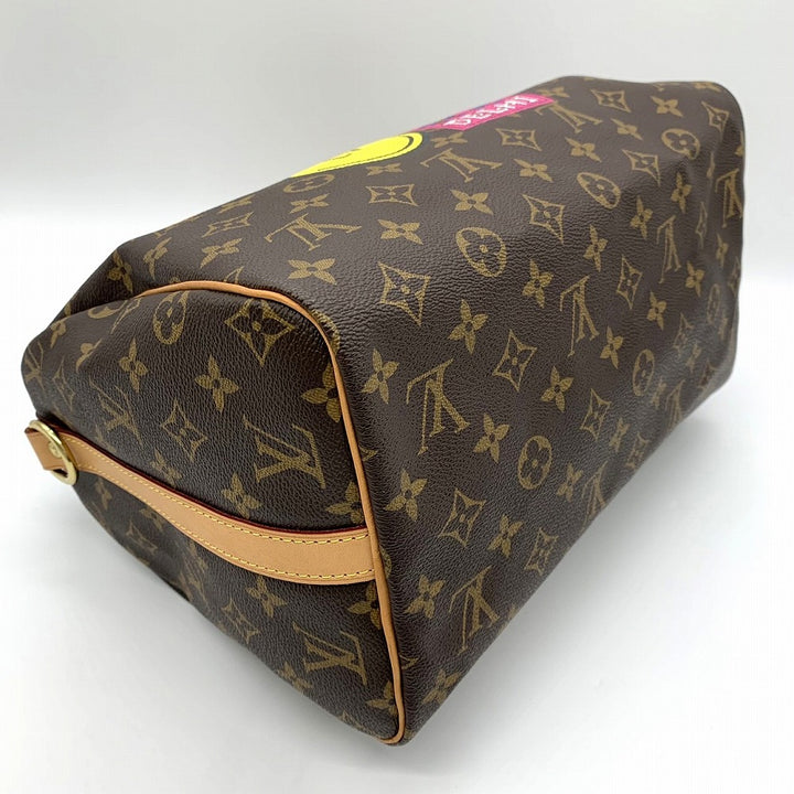 LOUIS VUITTON ルイ・ヴィトン スピーディ30 マイLVワールドツアー ラベル ワッペン ハンドバッグ モノグラムキャンバス ブラウン