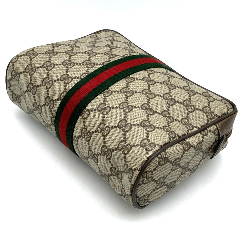 GUCCI グッチ クラッチバッグ セカンドバッグ ポーチ GGスプリーム シェリー ブラウン オールド ヴィンテージ