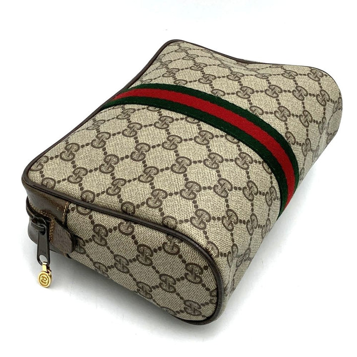 GUCCI グッチ クラッチバッグ セカンドバッグ ポーチ GGスプリーム シェリー ブラウン オールド ヴィンテージ